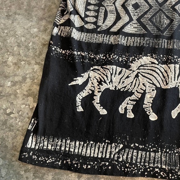 Vintage Zebra All Over Print Shirt Mens Large One Size EZL Tribal AOP USA Black - Picture 11 of 12
